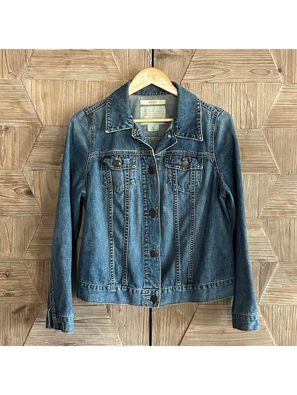 Vintage Old Navy Womens Blue Denim Maternity Jacket Size S Streetwear Casual